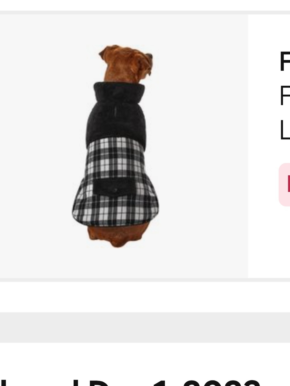 NWT Frisco Plaid Black & White Cozy Dog Coat XL